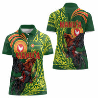 Proud of Manu'a Islands Women Polo Shirt Rooster and Polynesian Art Wing Style