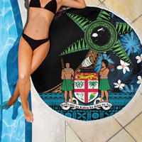 Fiji Day Beach Blanket Palm Tree With Plumeria Tapa Tribal Pattern