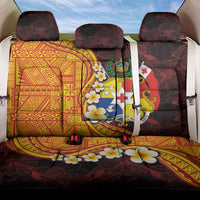 Tonga Culture Back Car Seat Cover Ngatu Pattern with Plumeria and Hibiscus LT03 One Size Black - Polynesian Pride
