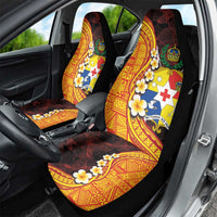 Tonga Culture Car Seat Cover Ngatu Pattern with Plumeria and Hibiscus LT03 - Polynesian Pride