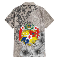 Tonga Culture Family Matching Off Shoulder Short Dress and Hawaiian Shirt Ngatu Pattern and Blooming Hibiscus LT03 - Polynesian Pride