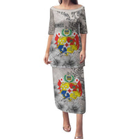 Tonga Culture Family Matching Puletasi and Hawaiian Shirt Ngatu Pattern and Blooming Hibiscus