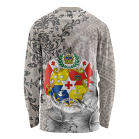Tonga Culture Long Sleeve Shirt Ngatu Pattern and Blooming Hibiscus