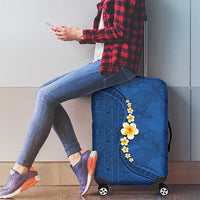 Polynesian Hibiscus and Plumeria with Tapa Pattern Luggage Cover Blue Color LT03 - Polynesian Pride
