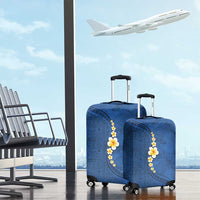 Polynesian Hibiscus and Plumeria with Tapa Pattern Luggage Cover Blue Color LT03 - Polynesian Pride