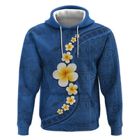 Polynesian Hibiscus and Plumeria with Tapa Pattern Zip Hoodie Blue Color LT03 Pullover Hoodie Blue - Polynesian Pride