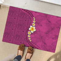 Polynesian Hibiscus and Plumeria with Tapa Pattern Rubber Doormat Pink Color LT03 - Polynesian Pride