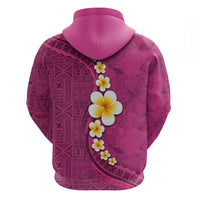 Polynesian Hibiscus and Plumeria with Tapa Pattern Zip Hoodie Pink Color LT03 - Polynesian Pride
