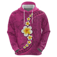 Polynesian Hibiscus and Plumeria with Tapa Pattern Zip Hoodie Pink Color LT03 - Polynesian Pride