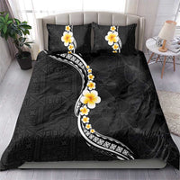 Pacific Hibiscus and Plumeria with Tapa Pattern Bedding Set Black Color LT03 - Polynesian Pride