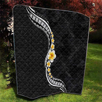 Pacific Hibiscus and Plumeria with Tapa Pattern Quilt Black Color