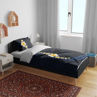 Pacific Hibiscus and Plumeria with Tapa Pattern Bedding Set Dark Blue Color LT03 - Polynesian Pride