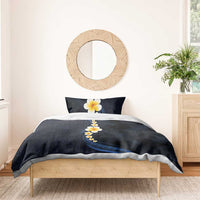 Pacific Hibiscus and Plumeria with Tapa Pattern Bedding Set Dark Blue Color LT03 - Polynesian Pride