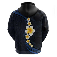 Pacific Hibiscus and Plumeria with Tapa Pattern Zip Hoodie Dark Blue Color LT03 - Polynesian Pride