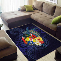 Tonga Vava'u Humpback Whale Blue Water Area Rug Polynesian Hibiscus Flowers