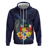 Tonga Vava'u Humpback Whale Blue Water Zip Hoodie Polynesian Hibiscus Flowers LT03 Zip Hoodie Blue - Polynesian Pride