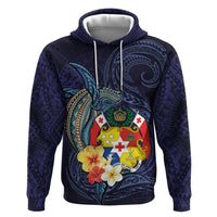 Tonga Vava'u Humpback Whale Blue Water Zip Hoodie Polynesian Hibiscus Flowers LT03 Pullover Hoodie Blue - Polynesian Pride