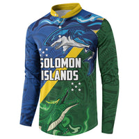 Solomon Islands Polynesian Tribal Shark and Crocodile Button Sweatshirt