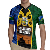 Solomon Islands Remembrance Day Rugby Jersey Lest We Forget and Polynesian Tattoo Pattern