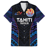 Personalised Tahiti Triathlon Polynesian Pattern Family Matching Off The Shoulder Long Sleeve Dress and Hawaiian Shirt LT03 Dad's Shirt - Short Sleeve Black - Polynesian Pride