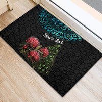 Personalized New Zealand Christmas Rubber Doormat Maori Santa Pikorua and Pohutukawa Meri Kirihimete LT03 - Polynesian Pride