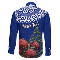 Personalized New Zealand Christmas Family Matching Summer Maxi Dress and Hawaiian Shirt Maori Santa Pikorua and Pohutukawa Meri Kirihimete Blue LT03 - Polynesian Pride