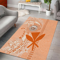 Kanaka Maoli Tropical Flowers with Kakau Tribal Area Rug Peach Fuzz Color LT03 - Polynesian Pride