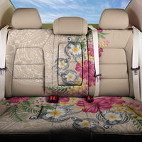 Hawaiian Tropical Flowers and Tribal Turtles Back Car Seat Cover Polynesian Art Motifs Beige Color - Polynesian Pride