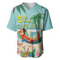 Aloha Hawaii It's 5 o'clock Somewhere Baseball Jersey Chill Parrot on Beach with Tropical Plants - Polynesian Pride