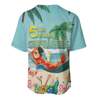 Aloha Hawaii It's 5 o'clock Somewhere Baseball Jersey Chill Parrot on Beach with Tropical Plants - Polynesian Pride