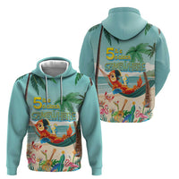 Aloha Hawaii It's 5 o'clock Somewhere Hoodie Chill Parrot on Beach with Tropical Plants - Polynesian Pride