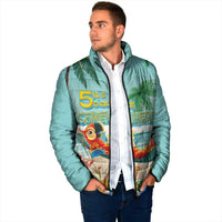 Aloha Hawaii It's 5 o'clock Somewhere Padded Jacket Chill Parrot on Beach with Tropical Plants - Polynesian Pride