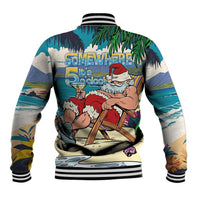 Mele Kalikimaka Hawaii It's 5 o'clock Somewhere Baseball Jacket Funny Lazy Santa Claus Chilling with Cocktail - Polynesian Pride