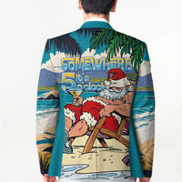 Mele Kalikimaka Hawaii It's 5 o'clock Somewhere Blazer Funny Lazy Santa Claus Chilling with Cocktail - Polynesian Pride