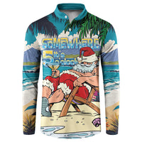 Mele Kalikimaka Hawaii It's 5 o'clock Somewhere Button Sweatshirt Funny Lazy Santa Claus Chilling with Cocktail - Polynesian Pride