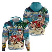 Mele Kalikimaka Hawaii It's 5 o'clock Somewhere Hoodie Funny Lazy Santa Claus Chilling with Cocktail - Polynesian Pride