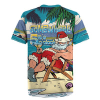 Mele Kalikimaka Hawaii It's 5 o'clock Somewhere Rugby Jersey Funny Lazy Santa Claus Chilling with Cocktail - Polynesian Pride