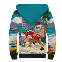 Mele Kalikimaka Hawaii It's 5 o'clock Somewhere Sherpa Hoodie Funny Lazy Santa Claus Chilling with Cocktail - Polynesian Pride