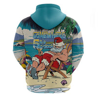 Mele Kalikimaka Hawaii It's 5 o'clock Somewhere Zip Hoodie Funny Lazy Santa Claus Chilling with Cocktail - Polynesian Pride