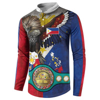 Custom Philippines World Champion Boxing Button Sweatshirt Eagle-Grunge Design - Polynesian Pride