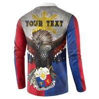 Custom Philippines World Champion Boxing Button Sweatshirt Eagle-Grunge Design - Polynesian Pride