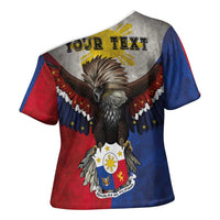 Custom Philippines World Champion Boxing Cross Shoulder Shirt Eagle-Grunge Design - Polynesian Pride