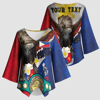 Custom Philippines World Champion Boxing Kimono Sleeve Blouse Eagle-Grunge Design - Polynesian Pride