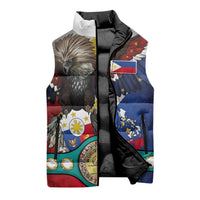 Custom Philippines World Champion Boxing Sleeveless Puffer Jacket Eagle-Grunge Design - Polynesian Pride