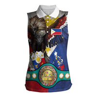 Custom Philippines World Champion Boxing Women Sleeveless Polo Shirt Eagle-Grunge Design LT03 Female Multicolor - Polynesian Pride