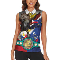 Custom Philippines World Champion Boxing Women Sleeveless Polo Shirt Eagle-Grunge Design LT03 - Polynesian Pride