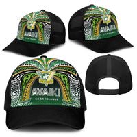 Cook Islands Rugby League Baseball Net Cap Avaiki Tatau Tribal Motifs Black Color - Polynesian Pride