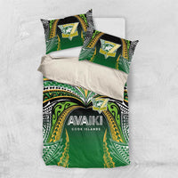 Cook Islands Rugby League Bedding Set Avaiki Tatau Tribal Motifs Black Color - Polynesian Pride