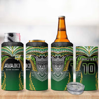 Custom Cook Islands Rugby League 4 in 1 Can Cooler Tumbler Avaiki Tatau Tribal Motifs Black Color - Polynesian Pride