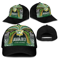 Cook Islands Rugby League Classic Cap Avaiki Tatau Tribal Motifs Black Color - Polynesian Pride